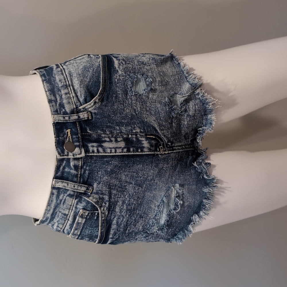 SHEIN Acid Wash Distressed Frayed Hem Jean Shorts Size Small